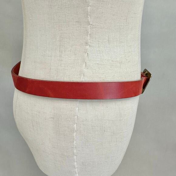 Ralph Lauren Red Leather Belt w/ Brass Buckle Size 34 RL MCMLXVII Made in Italy - Picture 6 of 16